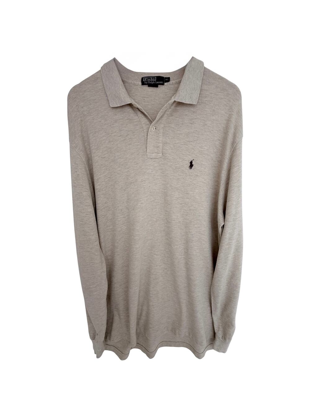 Polo Ralph Lauren Long Sleeve Polo Shirt Mens XL Beige Pony Logo Classic Fit